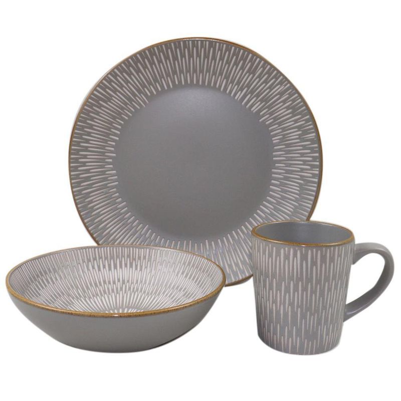 Vajilla Gris con Líneas 12 Pzs