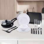 Set de Vajilla y Accesorios Blanco/Negro 20 Pzas