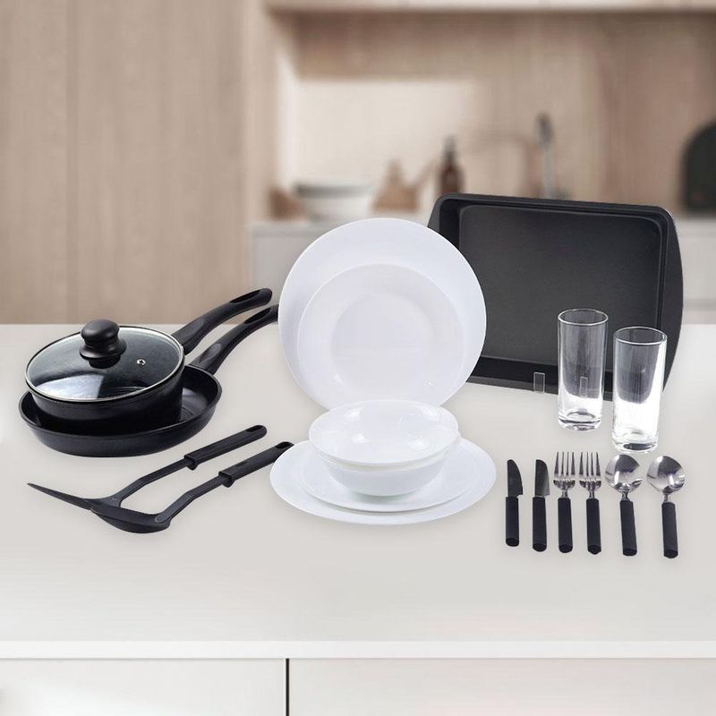 Set de Vajilla y Accesorios Blanco/Negro 20 Pzas