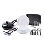 Set de Vajilla y Accesorios Blanco/Negro 20 Pzas