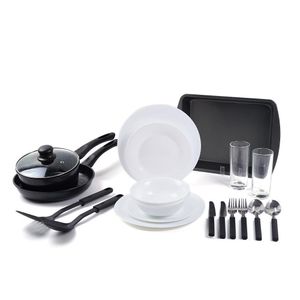 Set de Vajilla y Accesorios Blanco/Negro 20 Pzas