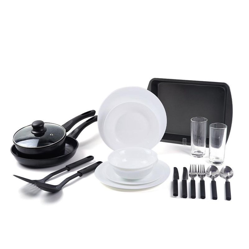 Set de Vajilla y Accesorios Blanco/Negro 20 Pzas