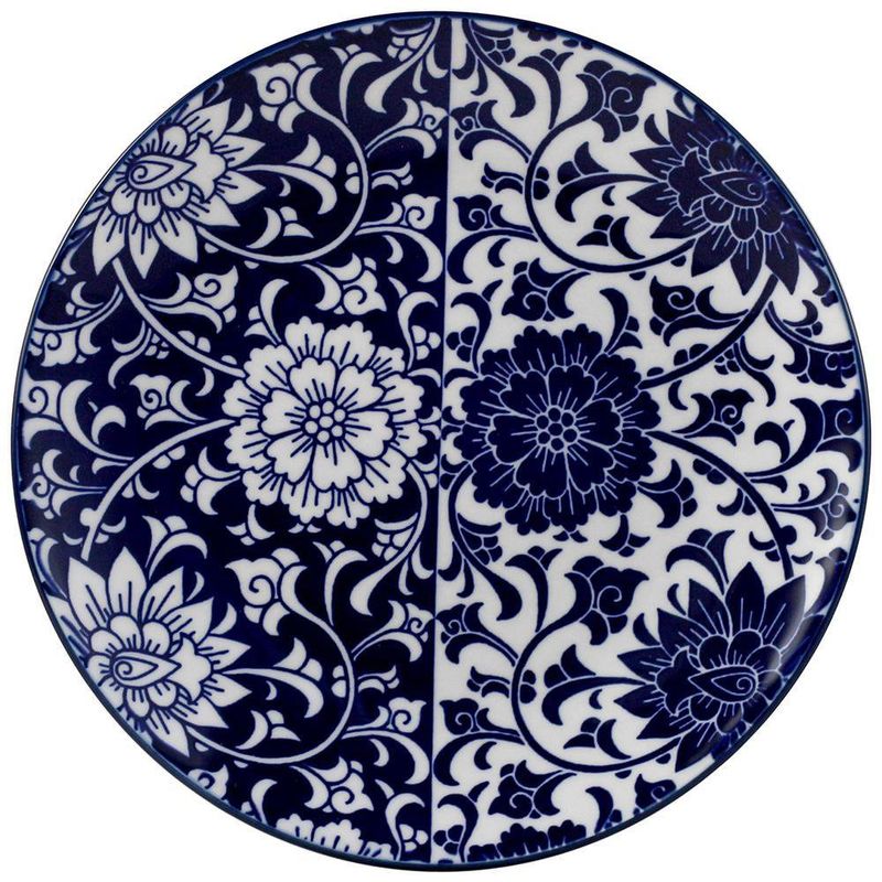 Vajilla Cerámica Diseño Azul Floral 16 Pzas