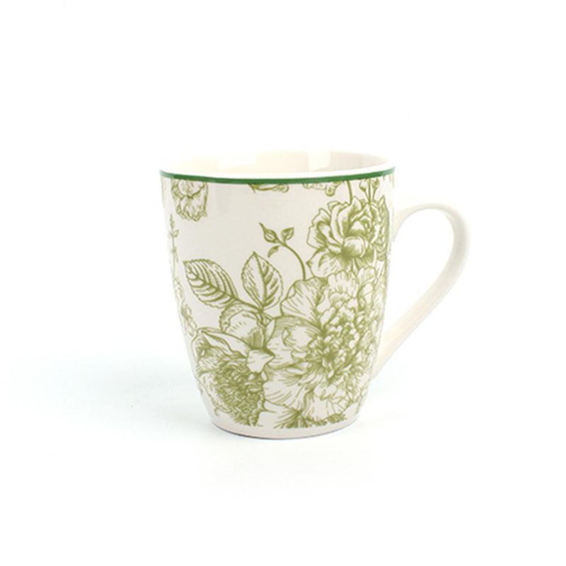 Vajilla Elizabeth Cerámica Diseño Floral Verde 16 Pzs