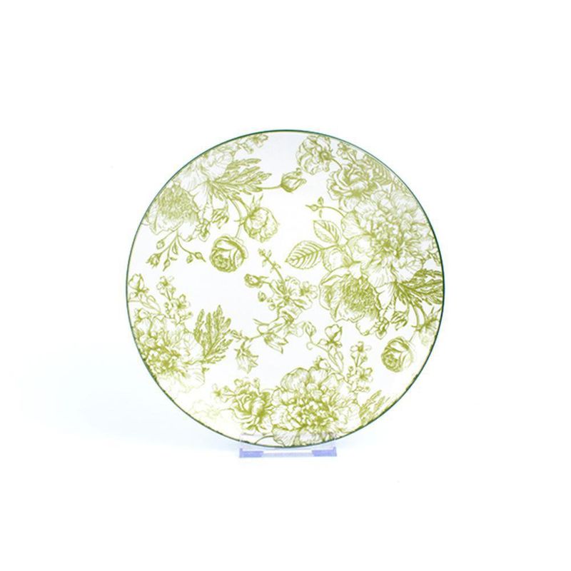 Vajilla Elizabeth Cerámica Diseño Floral Verde 16 Pzs