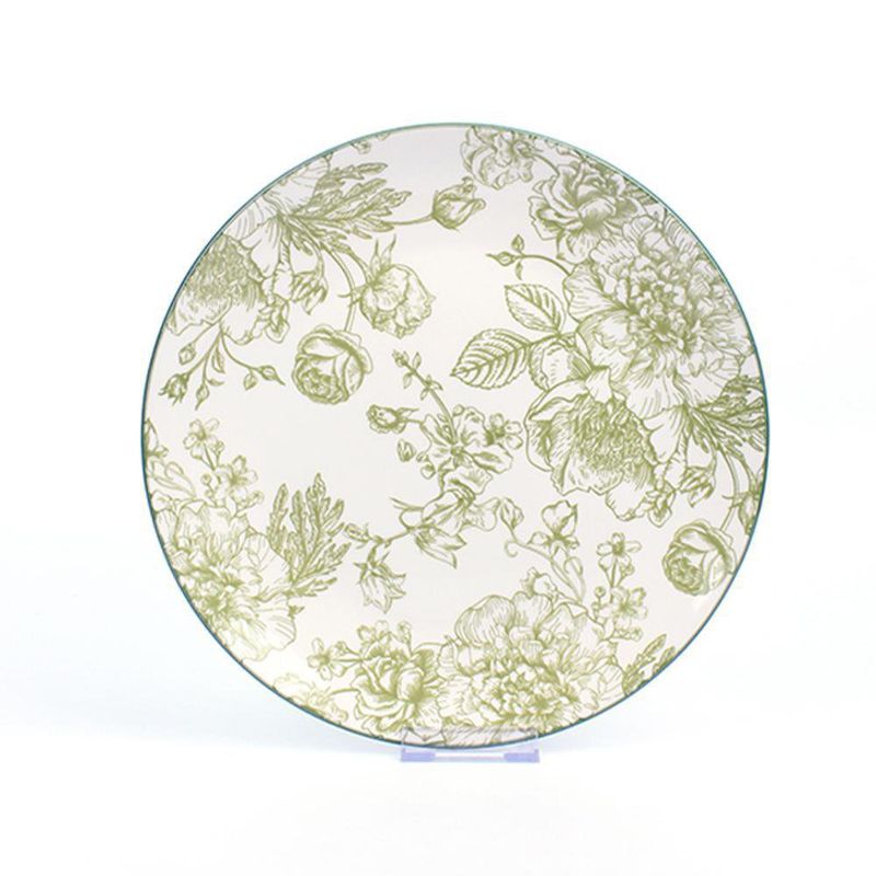 Vajilla Elizabeth Cerámica Diseño Floral Verde 16 Pzs