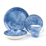 Vajilla Armonía Cerámica Azul Estilo Marmolado 16 Pzs