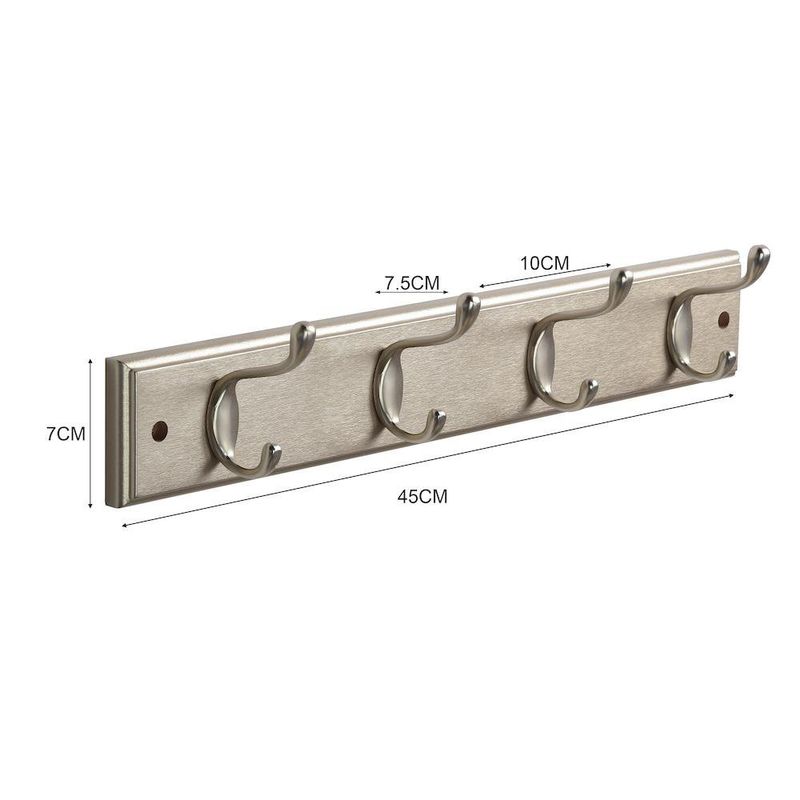 Gancho Atornillable Plateado con 4 Ganchos Metálico