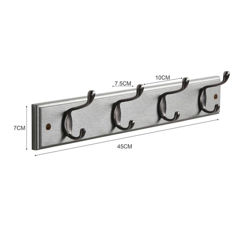 Gancho Atornillable Plateado con 4 Ganchos Metálico