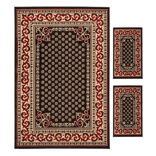 Combo Alfombras Café y Negras Decorativas