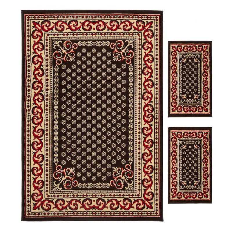 Combo Alfombras Café y Negras Decorativas