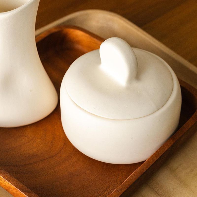 Azucarera de Cerámica Blanca con Tapa