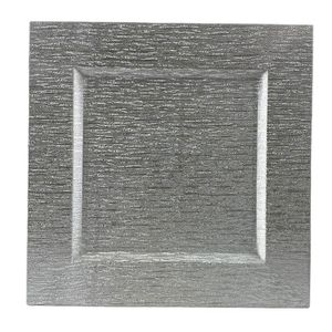 Plato Base Cuadrado Plateado