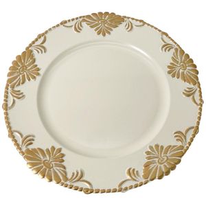Plato Base Crema con Detalles Dorados