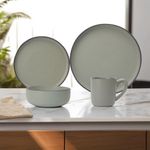 Vajilla de Cerámica Gris con Borde Negro 16 Piezas