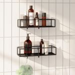 Set Organizador de Ducha Cubiko de Metal Negro Adhesivo, 2 Piezas