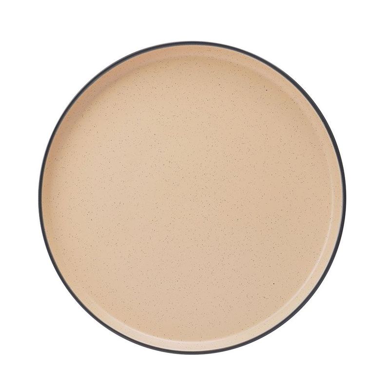 Vajilla de Cerámica Color Crema con Borde Negro 16 Piezas