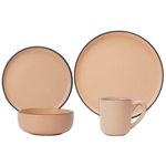 Vajilla de Cerámica Color Crema con Borde Negro 16 Piezas