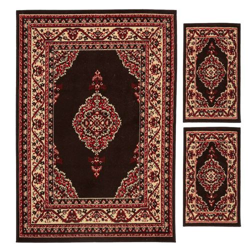 Combo Alfombra Café Oscuro Decorativo