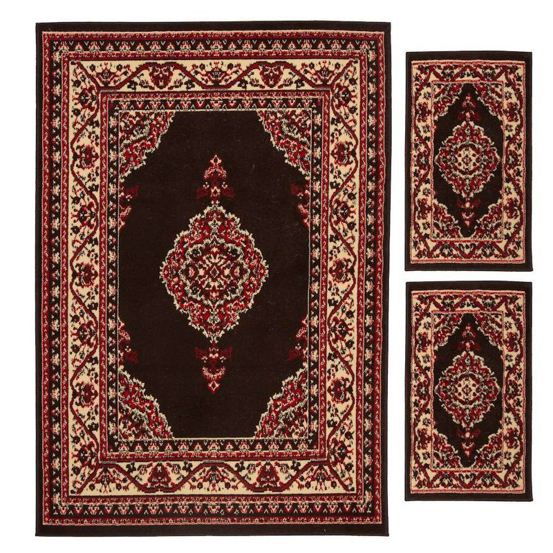 Combo Alfombra Café Oscuro Decorativo