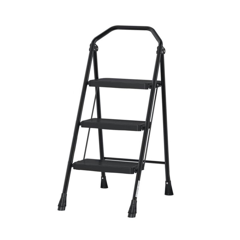 Escalera Tubular  Plegable de 3 Escalones Negro