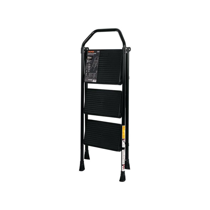 Escalera Tubular  Plegable de 3 Escalones Negro
