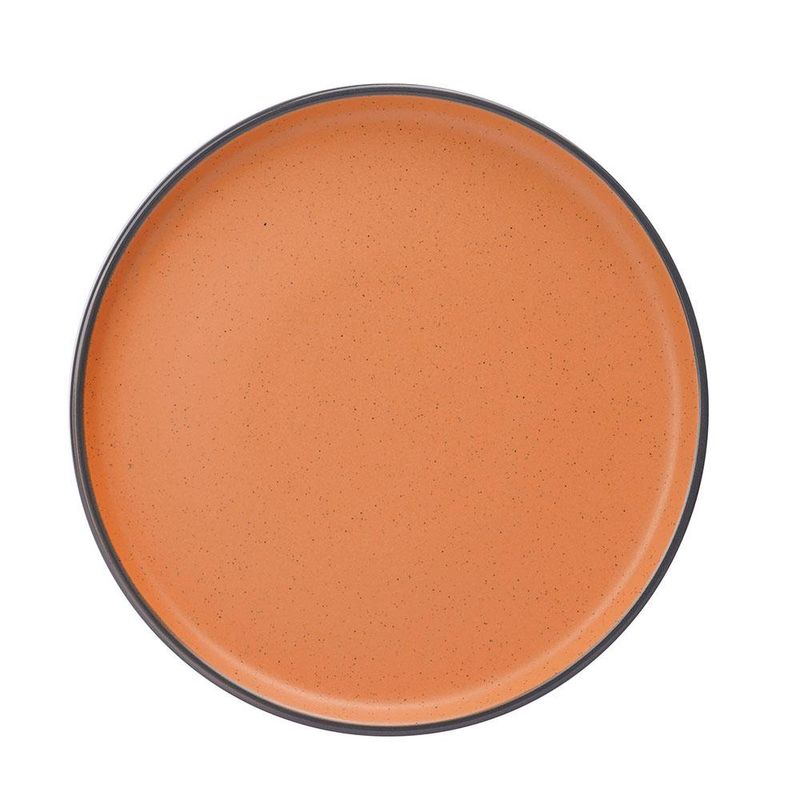 Vajilla de Cerámica Naranja con Borde Negro 16 Piezas