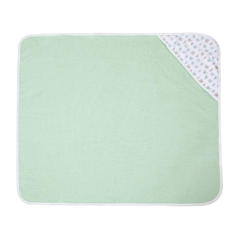 Set de Baño Toallas con Capucha y Paños Faciales Osos Verde