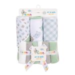 Set de Baño Toallas con Capucha y Paños Faciales Osos Verde