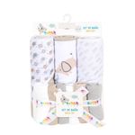 Set de Baño Toallas con Capucha y Paños Faciales Elefantes Beige