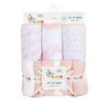 Set de Baño Toallas con Capucha y Paños Faciales Elefantes Rosa