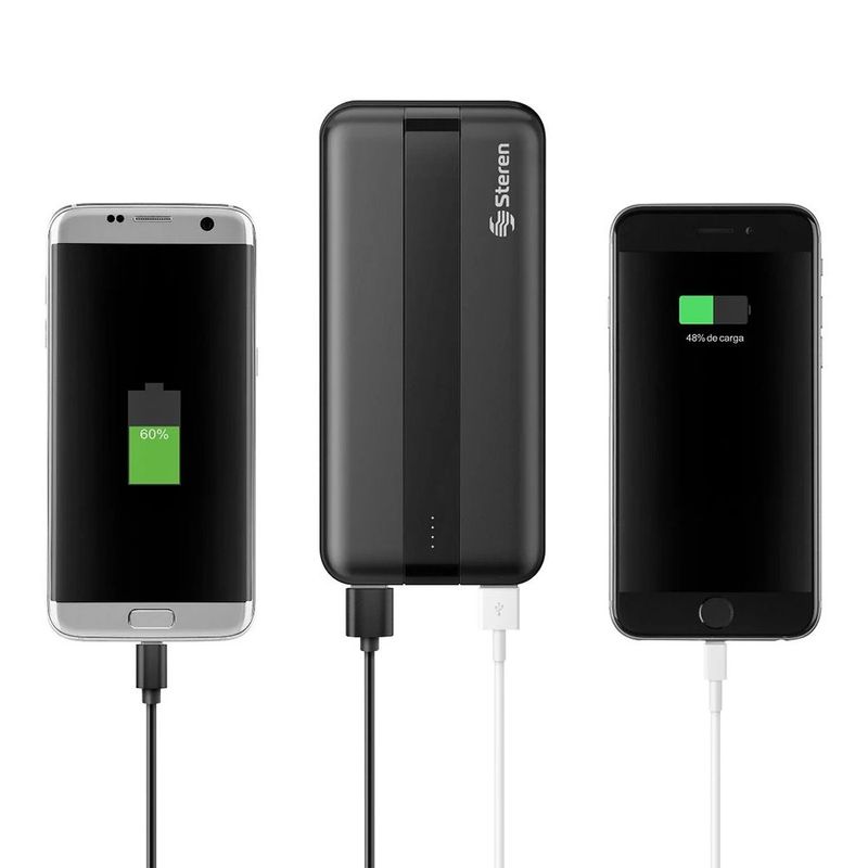 Batería de Respaldo 20000 mAh Carga Rápida con 2 Salidas USB y USB-C Color Negro