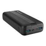 Batería de Respaldo 20000 mAh Carga Rápida con 2 Salidas USB y USB-C Color Negro