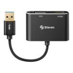 Adaptador USB 3.0 A HDMI - VGA Color Negro