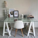 Escritorio Blanco con Cubierta de Cristal