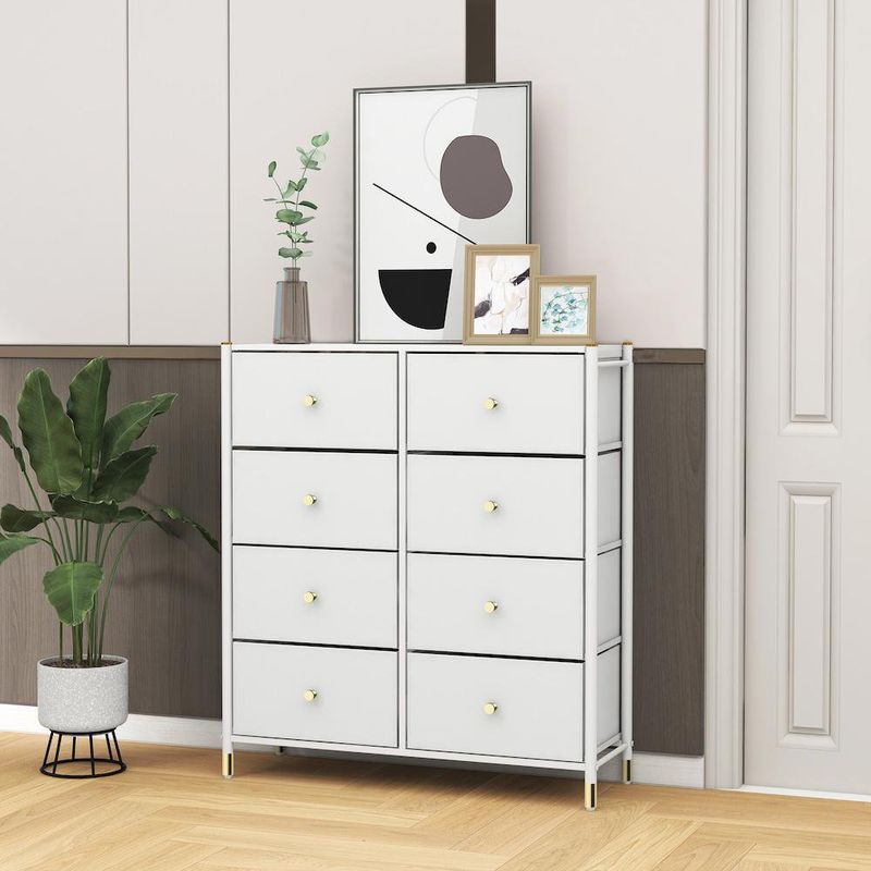 Organizador con 8 Gavetas Cuero Blanco