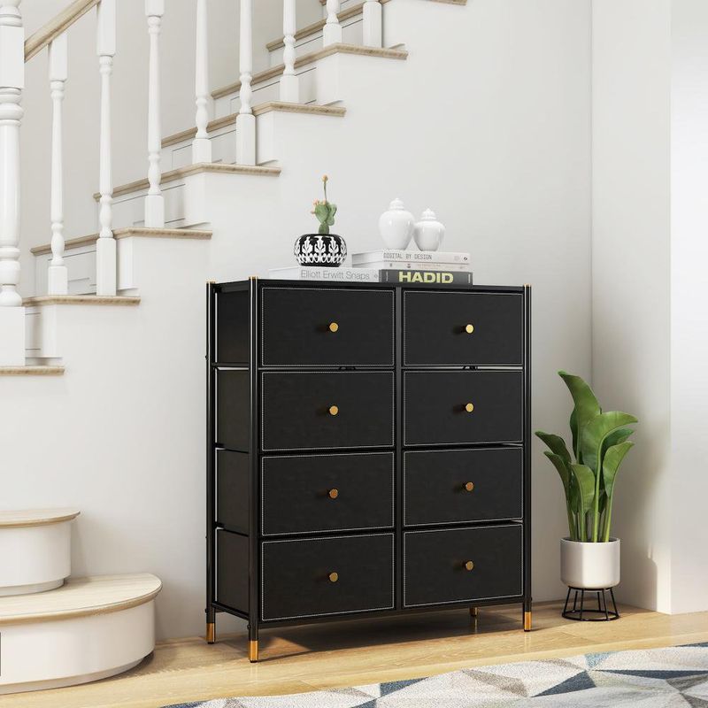 Organizador con 8 Gavetas Cuero Negro