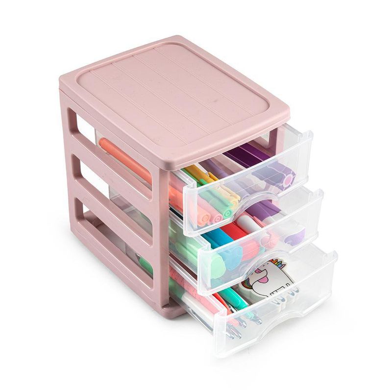 Organizador con 3 Gavetas Rosa