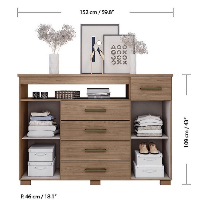 Gavetero de Madera con Cajones Y Puertas