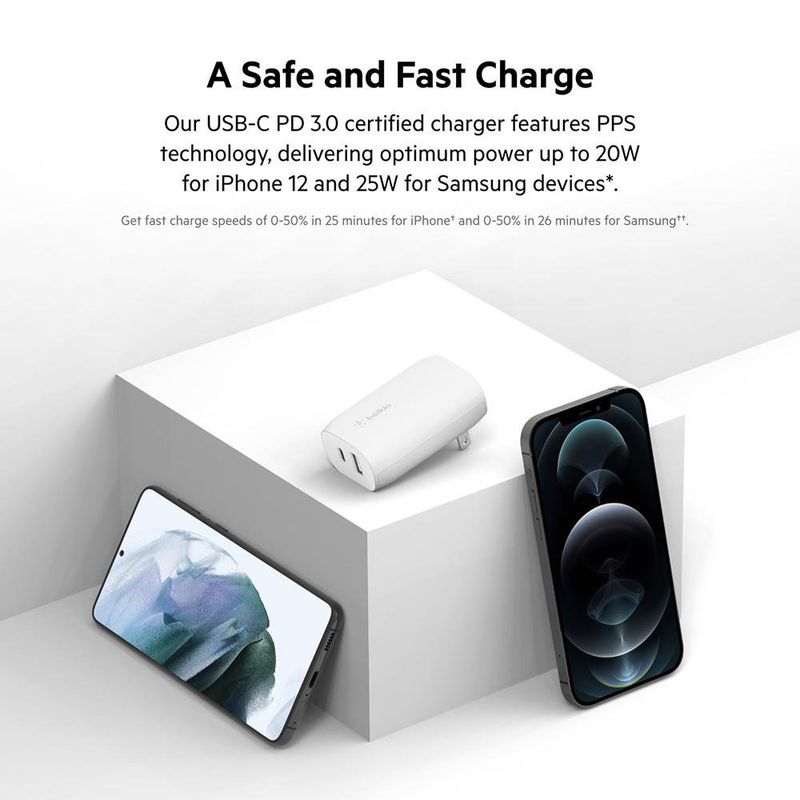 Cargador de Pared Dual con Cable USB-C a Lightning 37W