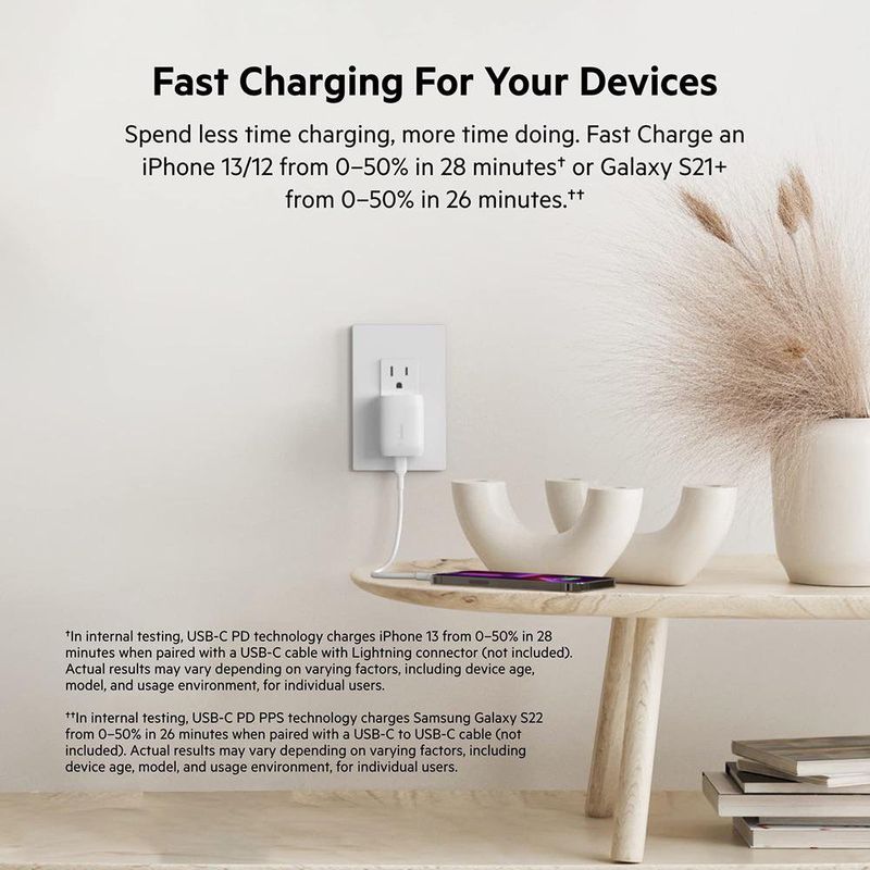 Cargador de Pared con Puerto USB-C y Cable Lightning 20 W