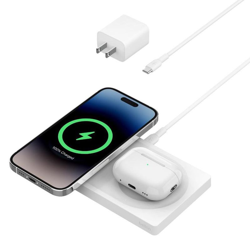 Cargador Inalámbrico para iPhone 2 en 1 Blanco 15W