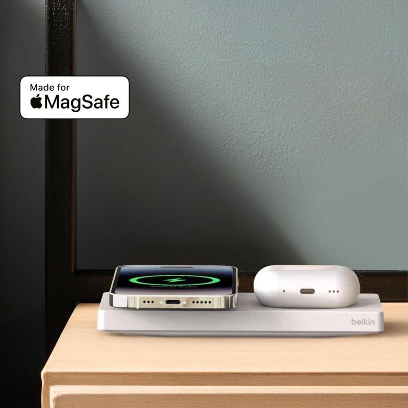 Cargador Inalámbrico para iPhone 2 en 1 Blanco 15W