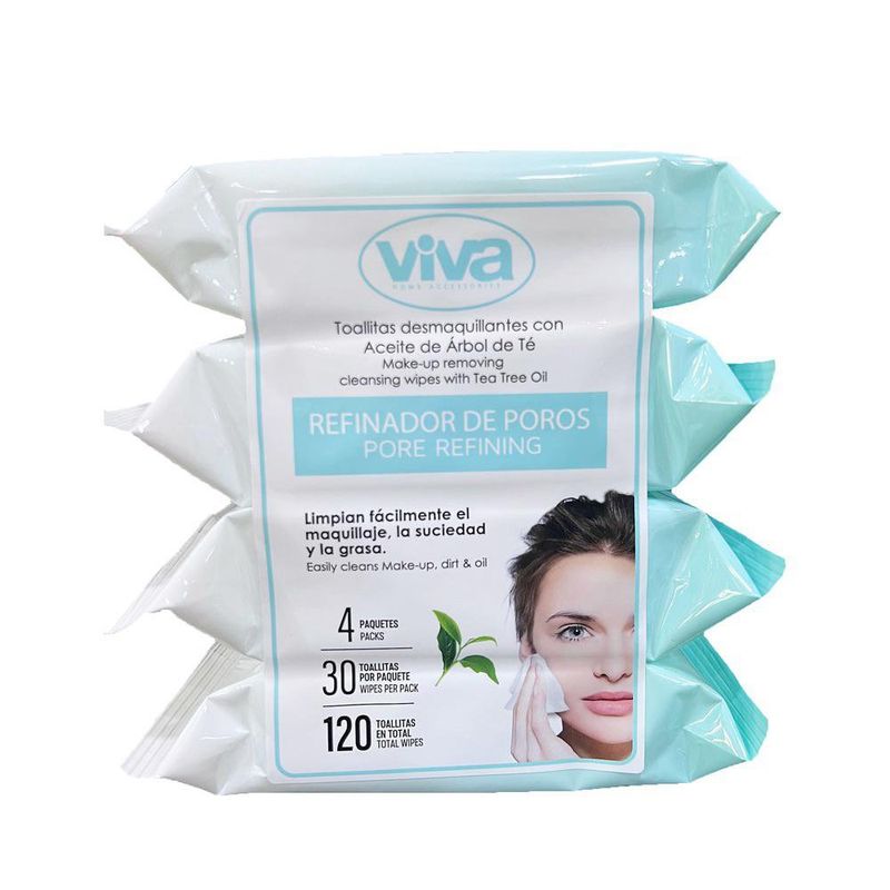 Toallas Desmaquillantes Aceite de Té 120 Unidades