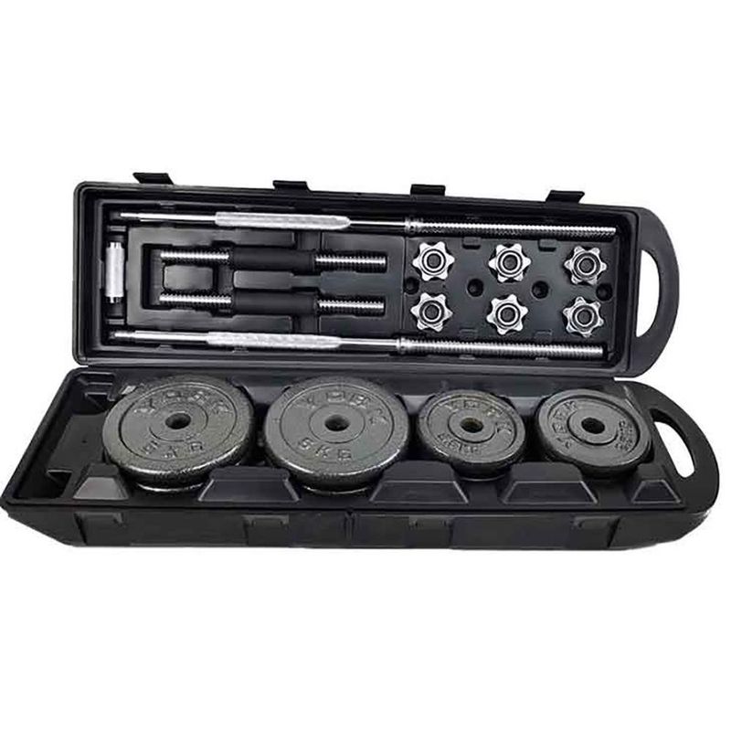 Kit de Barra y Pesas Ajustables de 110 lb con Estuche y Ruedas