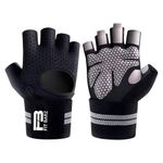 Guantes para Entrenamiento Gym PRO con Muñequera Integrada Talla M Color Negro
