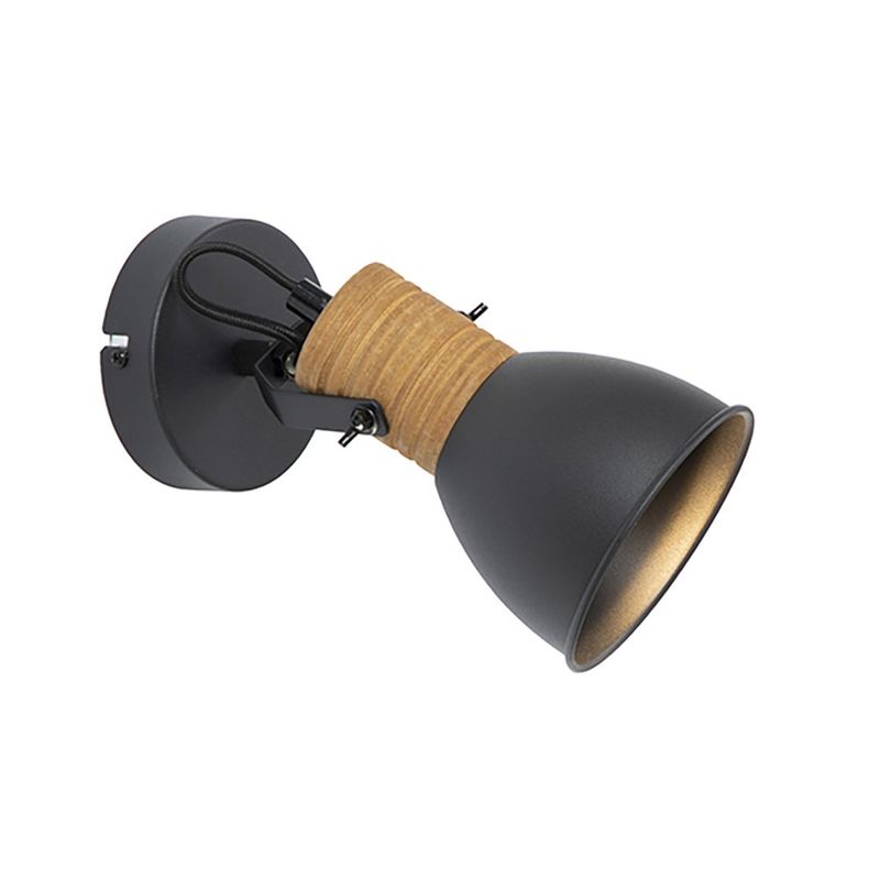 Lámpara de Pared E2 Negro y Madera 1 Luz
