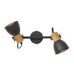 Lámpara de Pared Negro y Madera 2 Luces