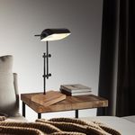 Lámpara de Mesa Diseño Industrial Negro y Madera