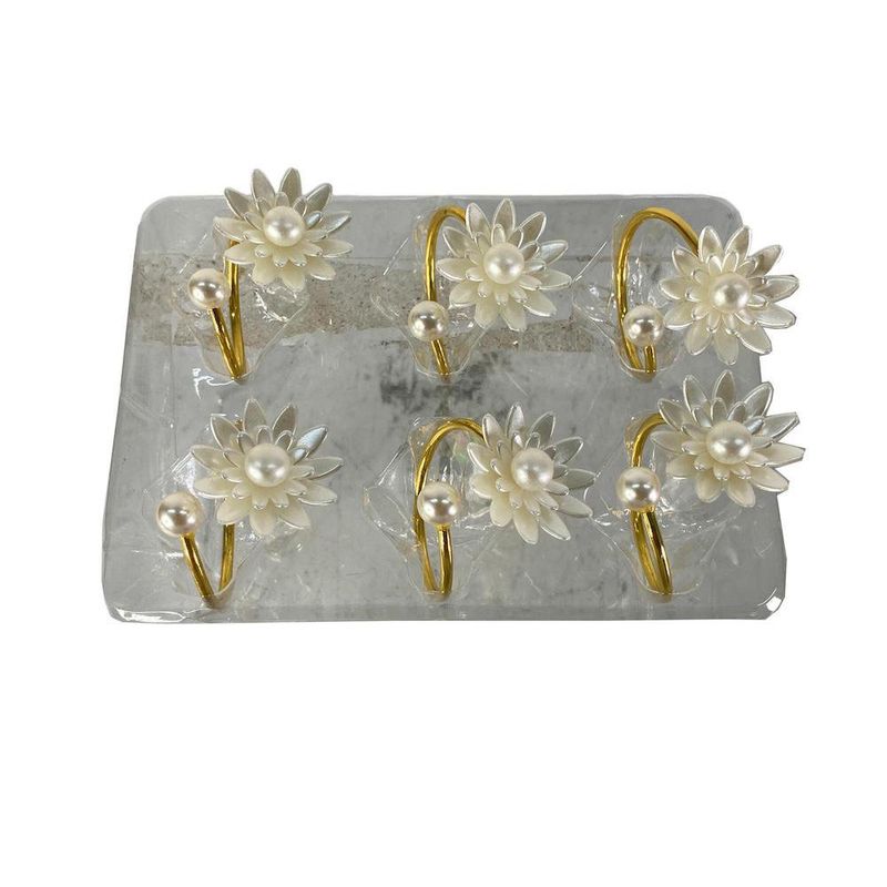 Anillo para Servilleta Diseño de Flor con Perlas